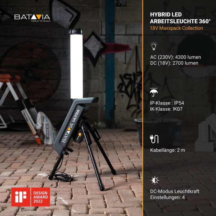 BATAVIA Hybrid-LED-Arbeitsleuchte 360°